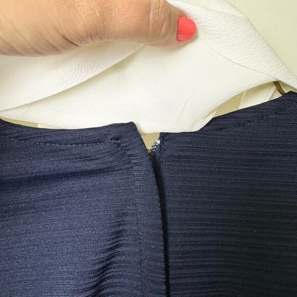 Vintage Mynette‎ navy blue half sleeve white scarf sheath dress Size MEDIUM - Picture 5 of 6